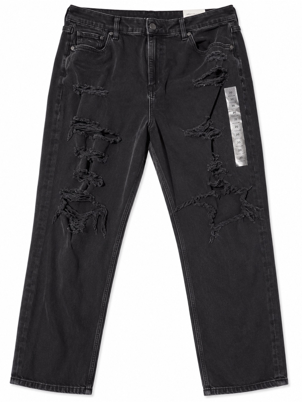 American Eagle Women’s Size 20 Regular 35W Black Distressed Ripped Jeans NWT
